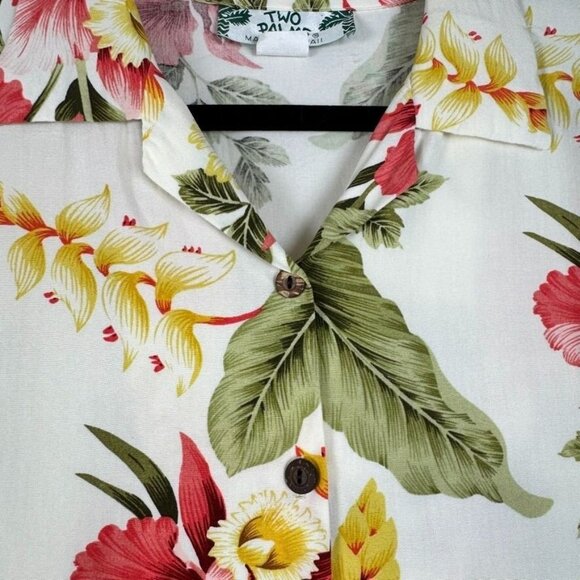 Vintage Two Palms Tropical Hawaiian Button Up Shirt Boxy Fit Resort Cruise L - Picture 4 of 8